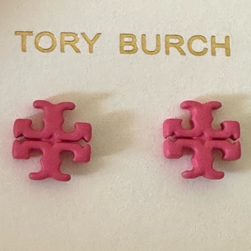 Sold out price Red small double T logo stud earrings - Picture 4 of 4